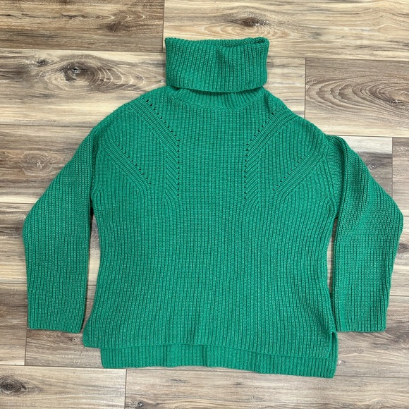 FatFace Sweater Womens Size 6 Chunky Roll Neck Green Wool Blend EUC - Picture 1 of 6